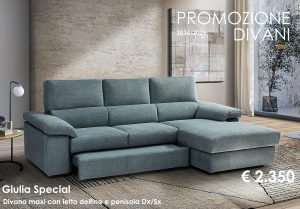 Divano in promozione con penisola ed estraibile Giulia Grillo Salotti Malanate Varese 2-1