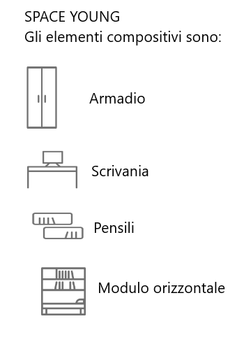 Letti a scomparsa Elementi compositivi young 929