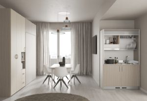 Letto a scomparsa space con cucina monoblocco _fly anta serrandina