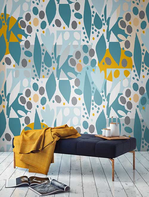 carta da parati-artistica moderna collezione colour me baby azzurro e giallo a Varese