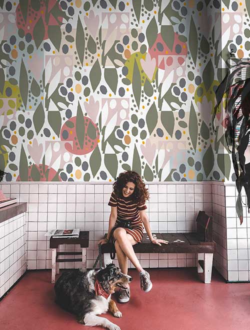 carta da parati-artistica moderna collezione colour me baby verde e rosa a Varese