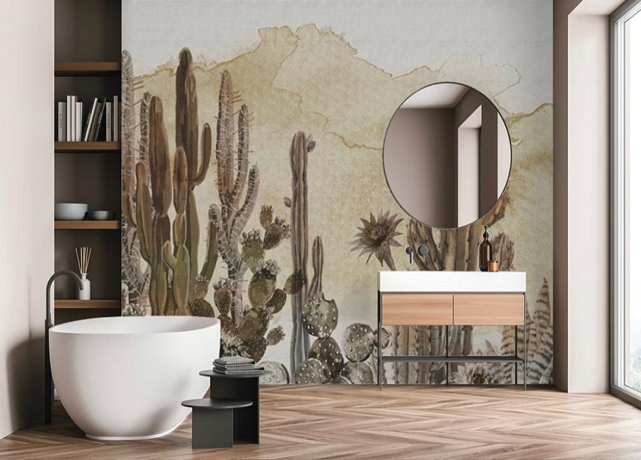 carta da parati-artistica moderna collezione fantasia cactus toni caldi a Varese